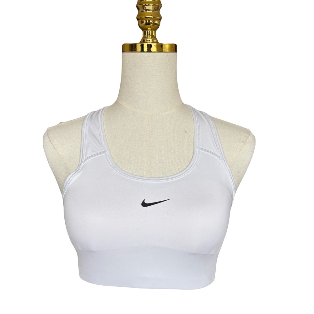 Nike Women's White Sports Bra with Black Logo